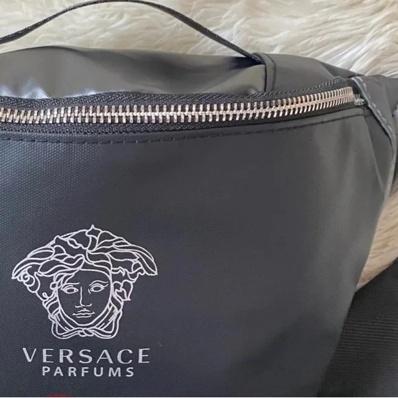🖤 VERSACE Parfums Crossbody Waist Fanny Belt Bag Medusa Logo Black Like New! 🖤 - Picture 6 of 6